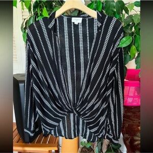 Everly Striped Black and White Blouse